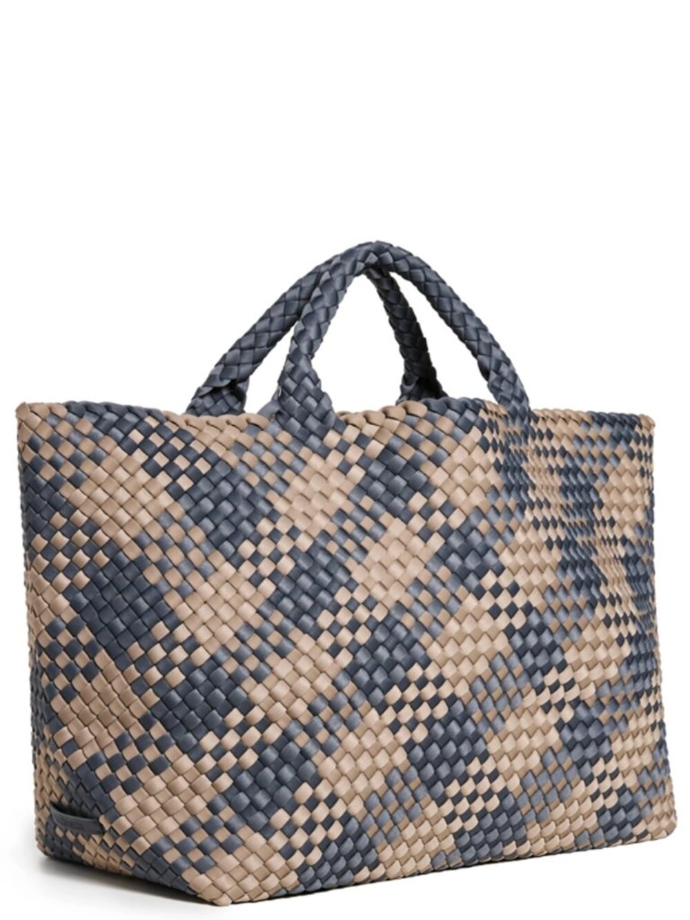 Naghedi St. Barths Dune Large Plaid Tote Handwoven Neoprene w Zip Pouch $350.00